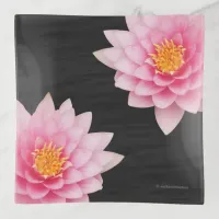 Elegant Floating Pink Lotus Flowers Trinket Tray