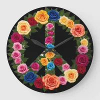 Rose Peace Symbol Large Clock