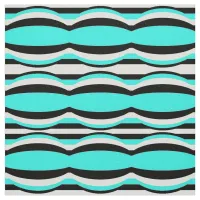 Turquoise Black & White Op Art Geometric Pattern Fabric