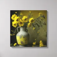 Antique Vase of Yellow Flowers Canvas Print