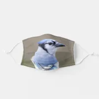 Cute Blue Jay Songbird on Treestump Adult Cloth Face Mask