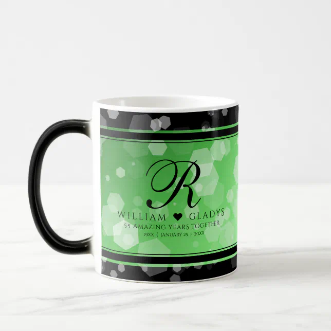 Elegant 20th 38th 55th Emerald Wedding Anniversary Magic Mug