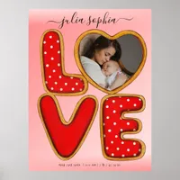 LOVE Retro Baby Photo Birth Announcement Keepsake  Poster