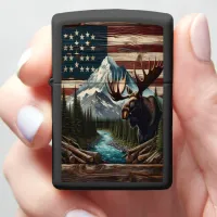 Moose And Mountain Artwork Zippo Lighter