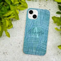 Teal Turquoise Metallic Glitter Modern Glam Luxury Case-Mate iPhone 14 Case