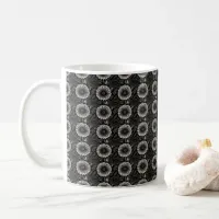 Intricate Black and White Floral Illustration Coffee Mug
