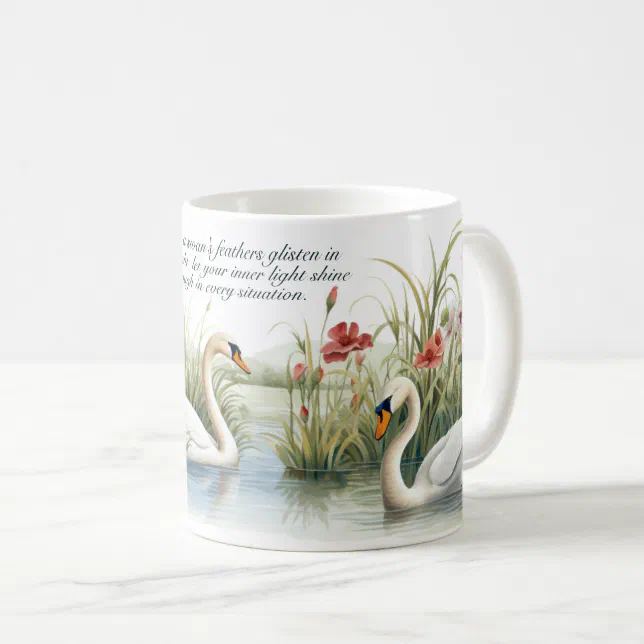 Watercolor painting of swans on a pond | Art Coffee Mug