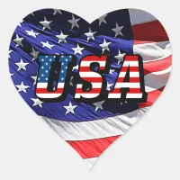 USA - American Flag Heart Stickers