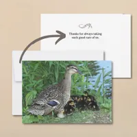 Mother Duck and Ducklings Teacher Flat Thank You Card