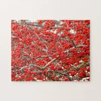 Bright Red Winterberries Holly Tree Berries Jigsaw Puzzle