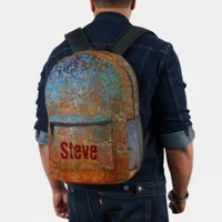 Rusty, Verdigris, Grunge Steampunk Personalized Printed Backpack