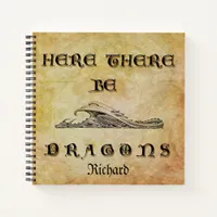 Personalized Here There Be Dragons Notebook