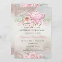 Vintage Blush Floral Tea Party Mothers Day Brunch  Invitation