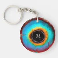 Ethereal Cosmic Eye Monogram Vibrant Abstract Art Keychain