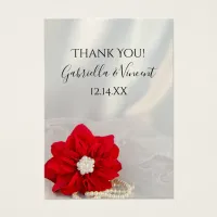 Red Poinsettia Pearls Winter Wedding Favor Tags