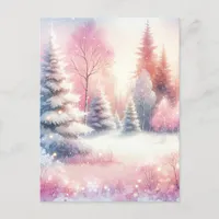 Pretty Pink Winter Wonderland Christmas Postcard