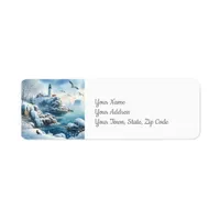 Winter Coastline Return Address Label