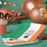 Shamrock Eat Drink and Be Irish Flag Paper Plates