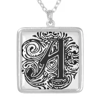 Monarchia Black Letter "A" Square Necklace