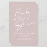 Budget Dusty Pink Blush Simple Script Baby Shower