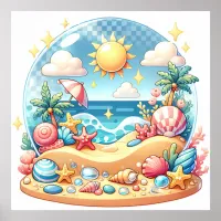 Pastel Beach Nursery Snow Globe Poster