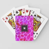 Purple and Pink Leopard Print Monogram  Poker Cards