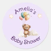 Sweet Little One on the Way Lavender Baby Shower Classic Round Sticker