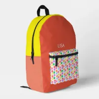 Rainbow Colorful Gumball Personalized Name Initial Printed Backpack