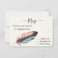 Whispers of Grace Feathered Elegance Minimalism RSVP Card