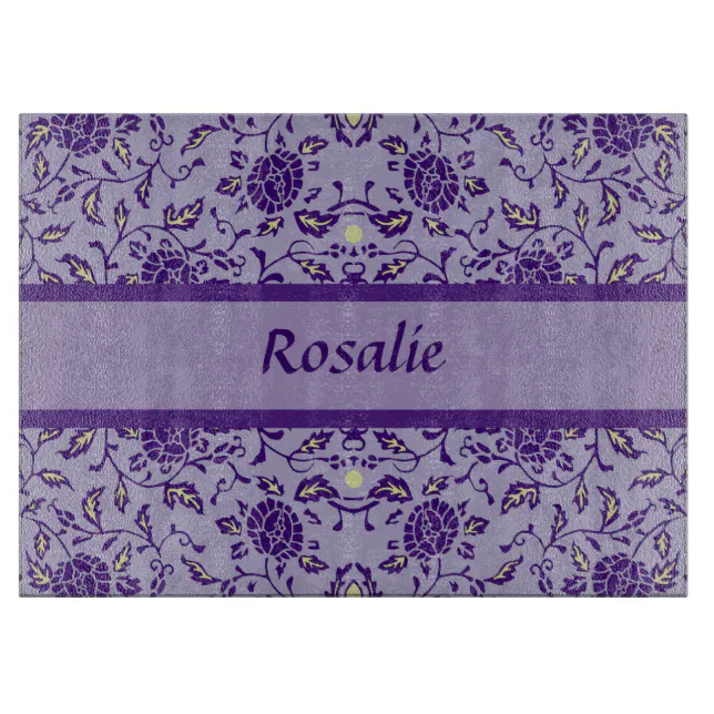 Elegant Flowery Purple Damask Cutting Board