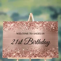 Glittery Rose Gold Foil 21st Birthday Welcome Acrylic Sign