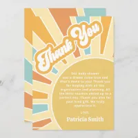 Here comes the son retro boy baby shower thank you card