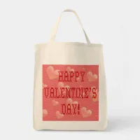 Happy Valentine's Day Tiny Heart Shaped Font Tote Bag