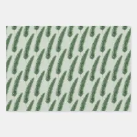 Evergreen Boughs Pastel & Hunter Green Wrapping Paper Sheets