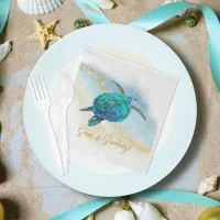 Christmas Beach Sea Turtle Seas and Greetings Napkins