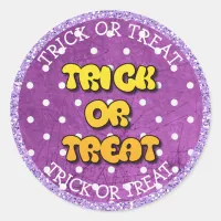 Trick or Treat Happy Halloween Purple Stickers