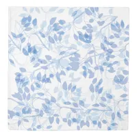 Modern Blue and White Coastal Leaf Duvet Cover