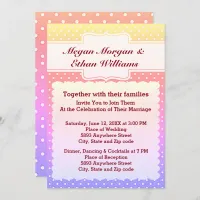 Yellow, Pink, Blue & White Polka Dots Wedding Invitation