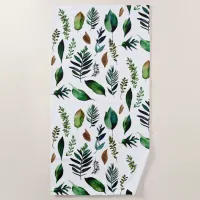 Green Foliage Botanical Nature  Beach Towel