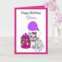 Happy Birthday Cute Kitty Cat Girl's Birthday Card