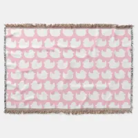 Pink and White Duck Pattern Throw Blanket