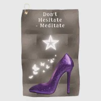 Purple Glitter High Heel Shoe on Gray | Golf Towel