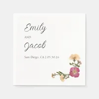 Elegant Wildflowers Garden Party Simple Wedding  Napkins