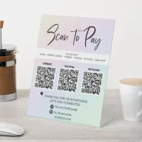 *~* Table Tent QR 3 PAYMENT Tabletop Rainbow Pedestal Sign