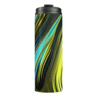 Blue and Gold Abstract Silk and Satin Rolls Thermal Tumbler