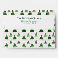 Christmas trees forest return address envelope