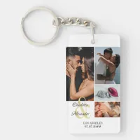 Couple Personalized Picture Text 5 Photo Collage  Keychain