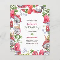 Woodland Forest Watercolor Mushroom Birthday Party Postcard