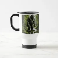 Bigfoot standing in a Creek Cartoon  Travel Mug