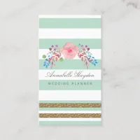 mint gold floral business cards